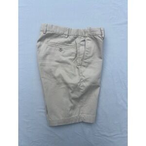 Porter & Ash Mens Chino Shorts Beige Tan Stretch Waist Size 29 Textured Cotton